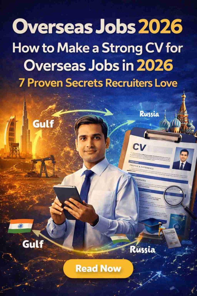 “Recruiter analyzing a strong CV for overseas jobs in 2026 with global career opportunities theme”