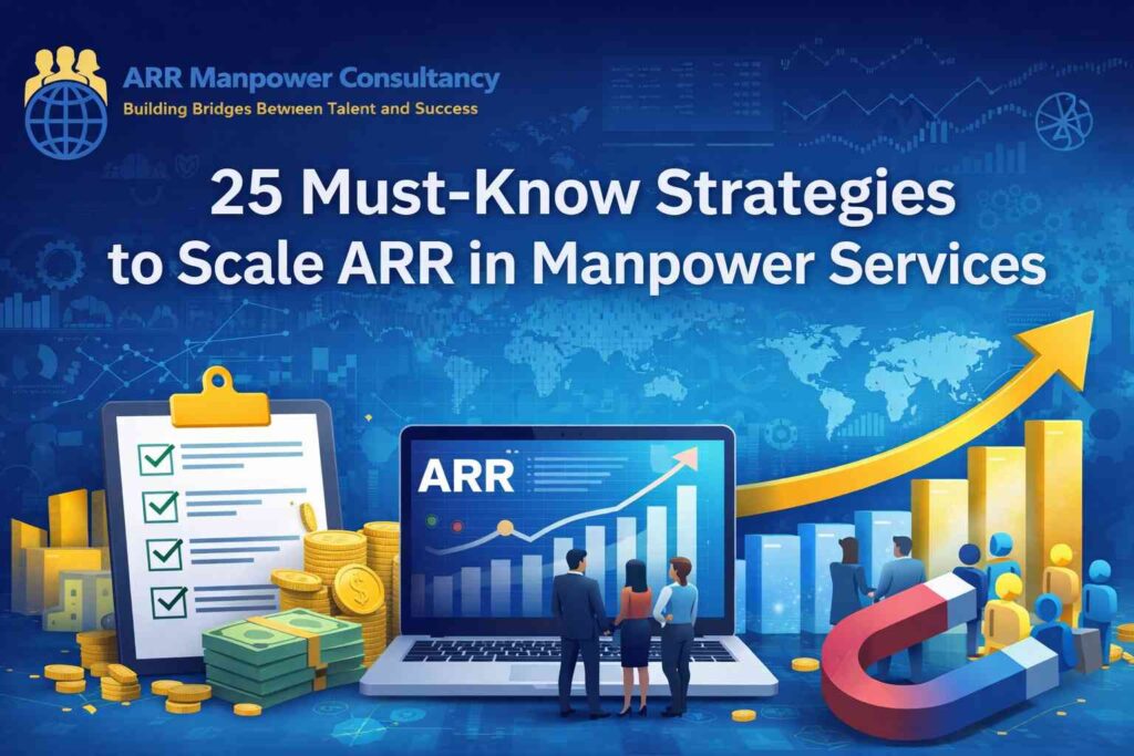 “25 must-know strategies to scale ARR in manpower services with recruitment growth analytics, business charts, and consulting visuals”