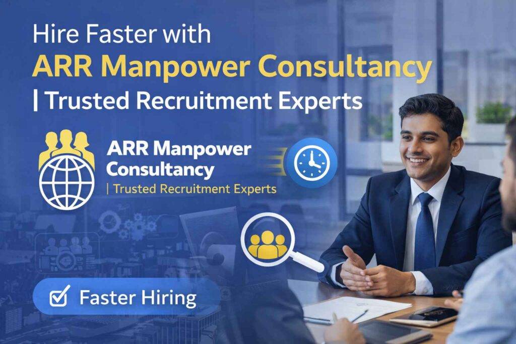Professional recruitment consultation by ARR Manpower Consultancy highlighting faster hiring solutions, trusted staffing services, and expert talent acquisition in a modern office setting.