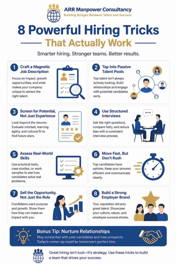 Work smarter with 8 powerful hiring tricks that improve recruitment results and build stronger teams