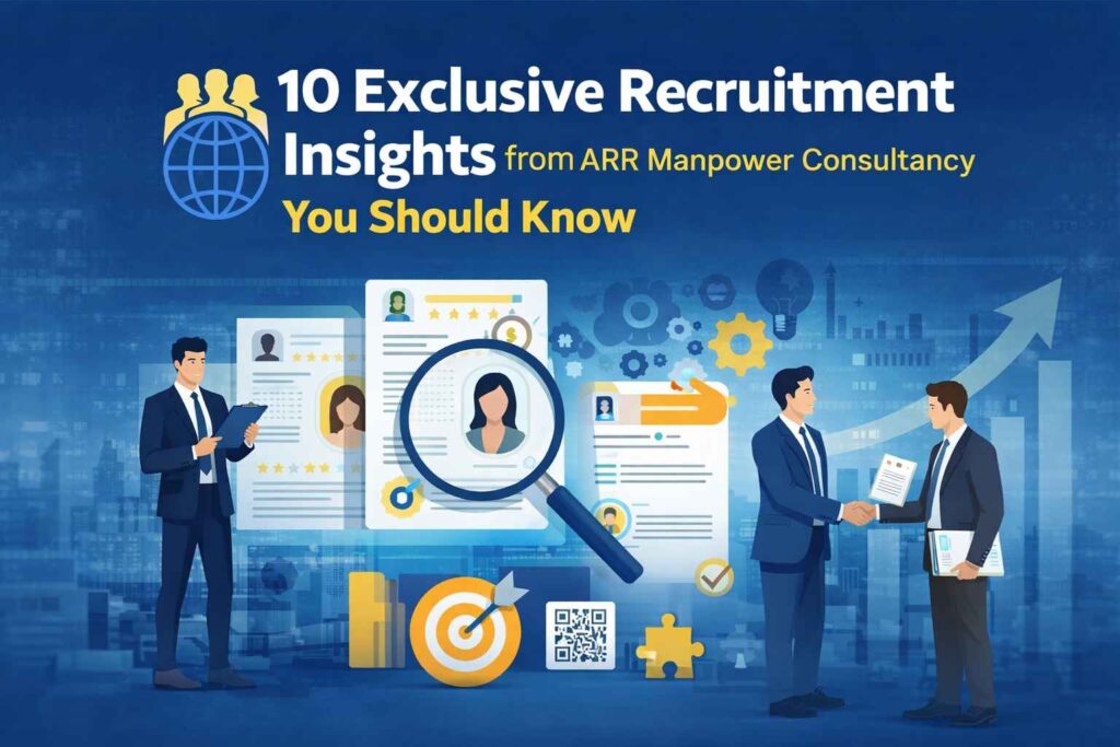 Professional exclusive recruitment featured image showing hiring managers reviewing candidate profiles, interview discussions, and workforce planning visuals for ARR Manpower Consultancy.
