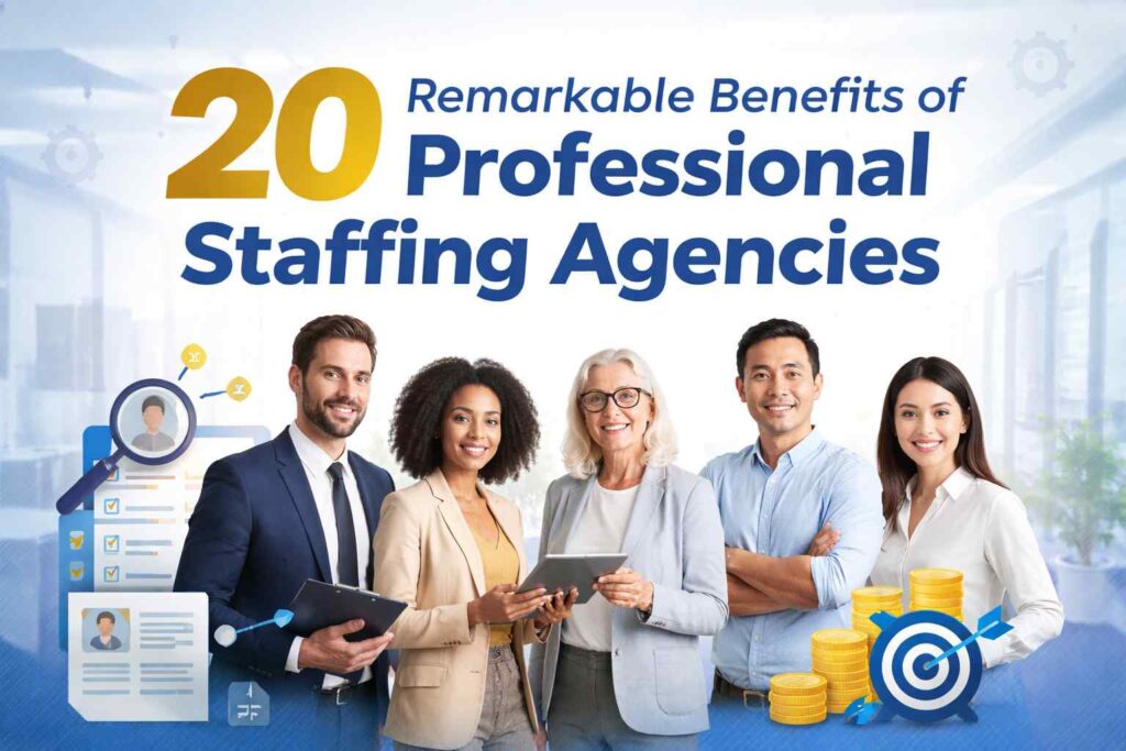 “Professional staffing agencies helping businesses connect with top talent and streamline recruitment processes.”