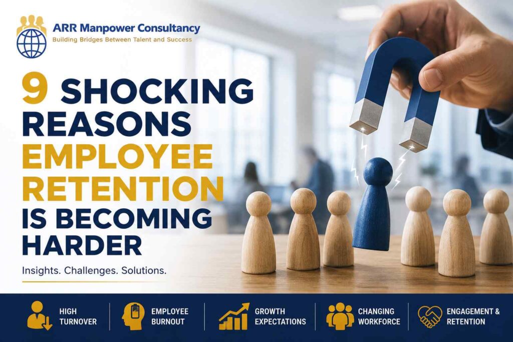 9 shocking reasons employee retention is becoming harder featuring workforce turnover, employee burnout, and talent retention challenges in a modern workplace